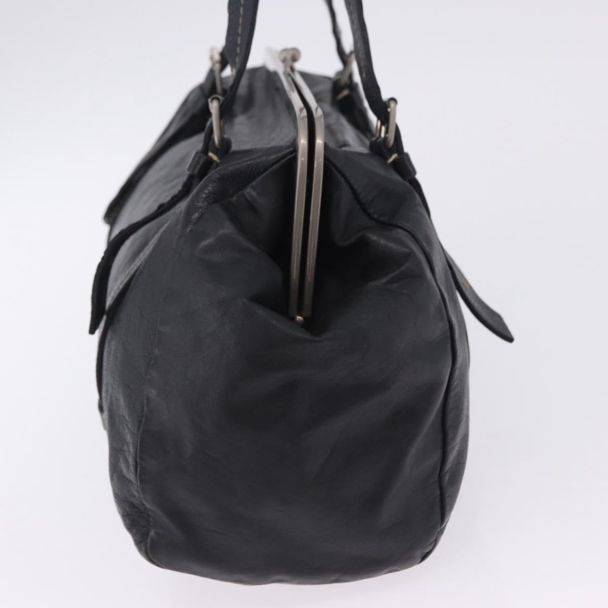 Miu Miu Hand Bag Vitellolux Black Silver Auth 204305A