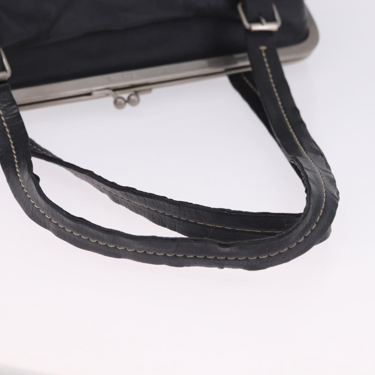 Miu Miu Hand Bag Vitellolux Black Silver Auth 204305A