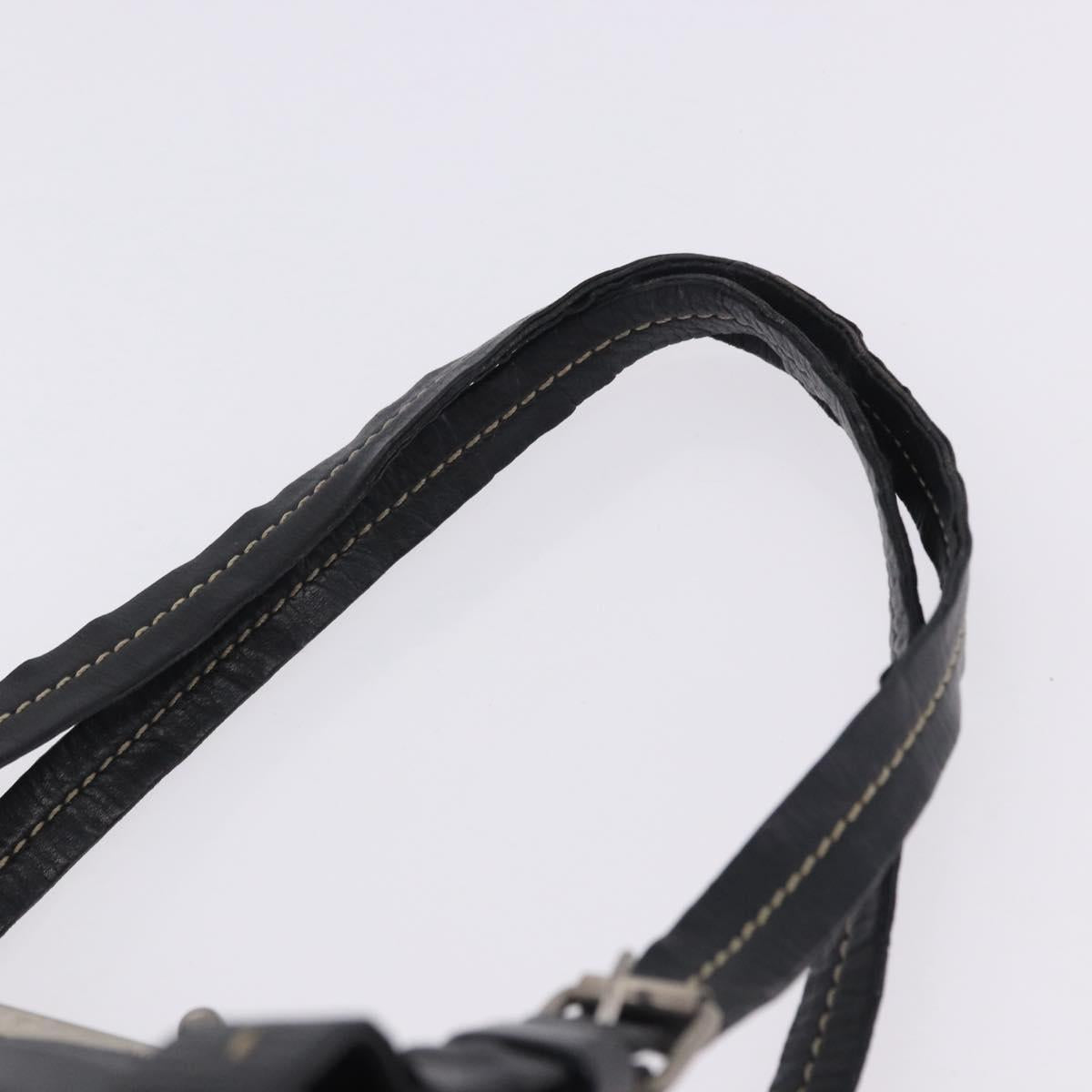 Miu Miu Hand Bag Vitellolux Black Silver Auth 204305A