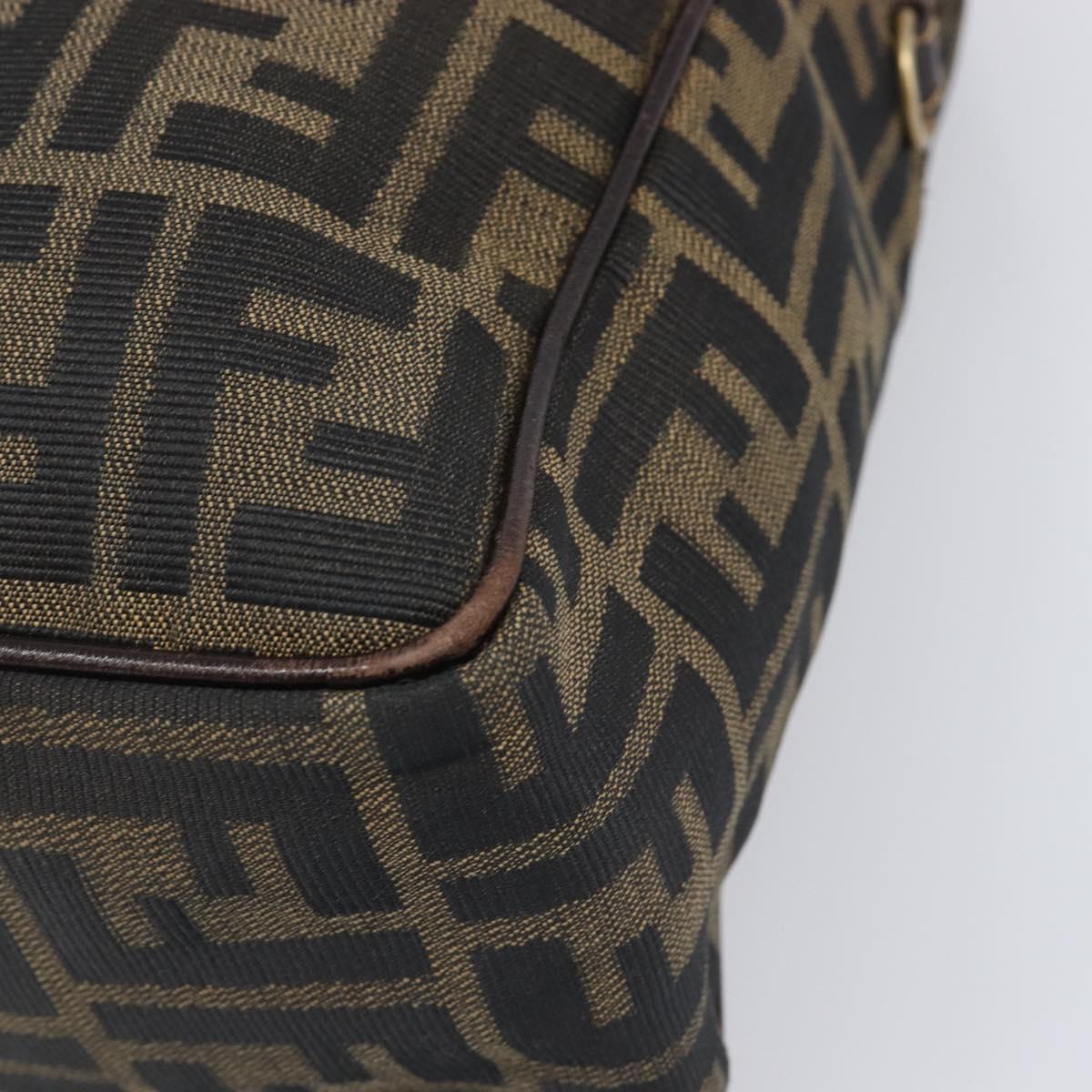 FENDI Zucca Canvas Hand Bag Black Brown Auth 204307A