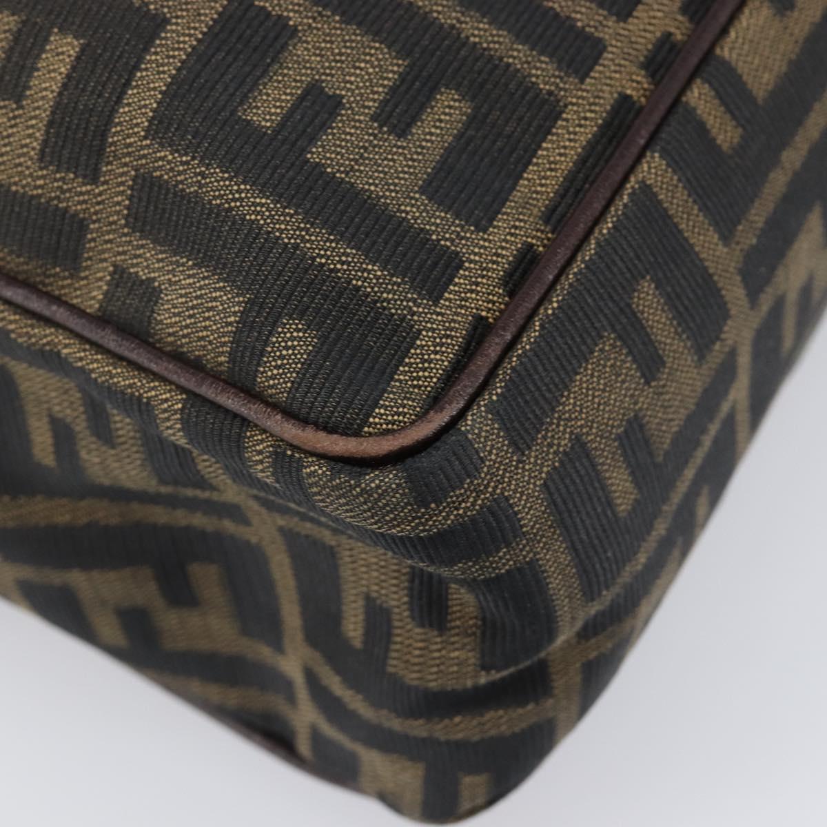 FENDI Zucca Canvas Hand Bag Black Brown Auth 204307A