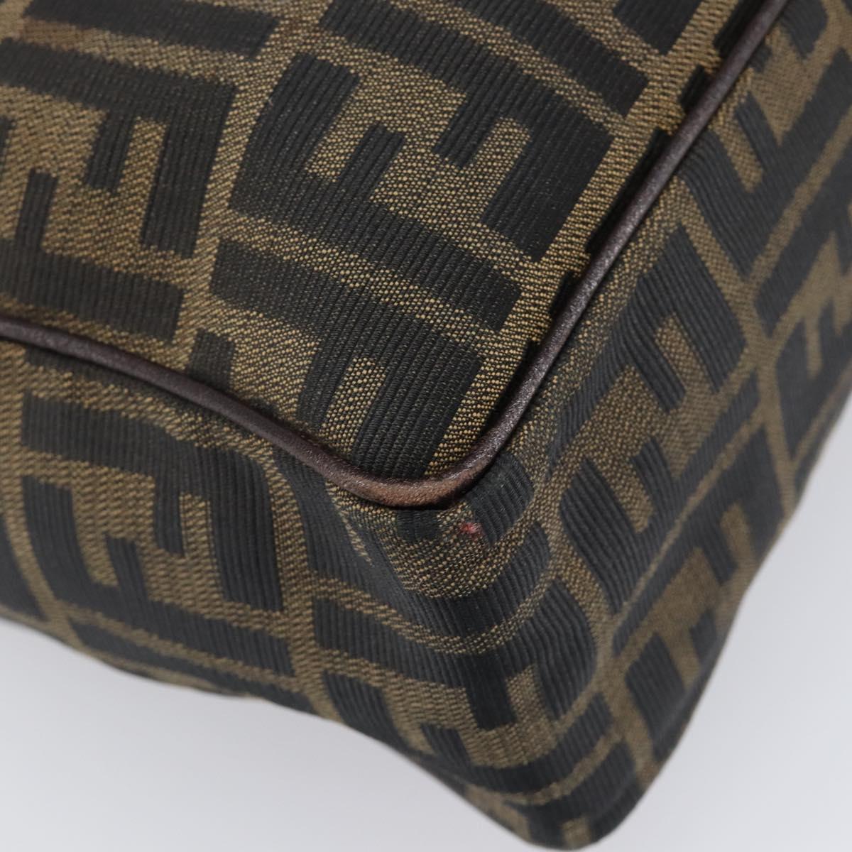 FENDI Zucca Canvas Hand Bag Black Brown Auth 204307A