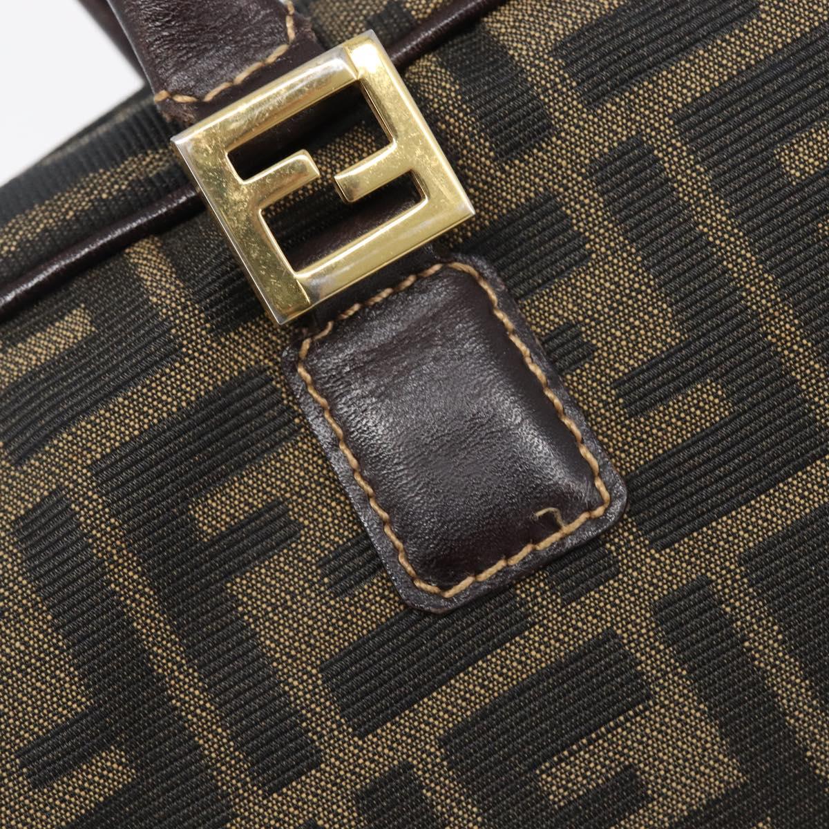 FENDI Zucca Canvas Hand Bag Black Brown Auth 204307A