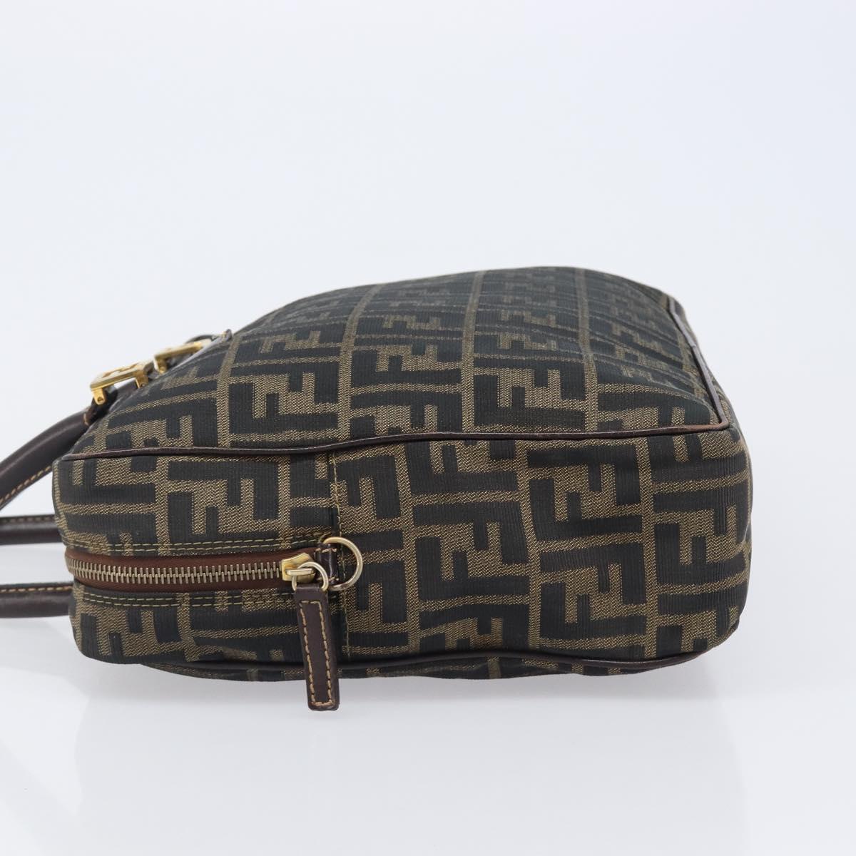 FENDI Zucca Canvas Hand Bag Black Brown Auth 204307A