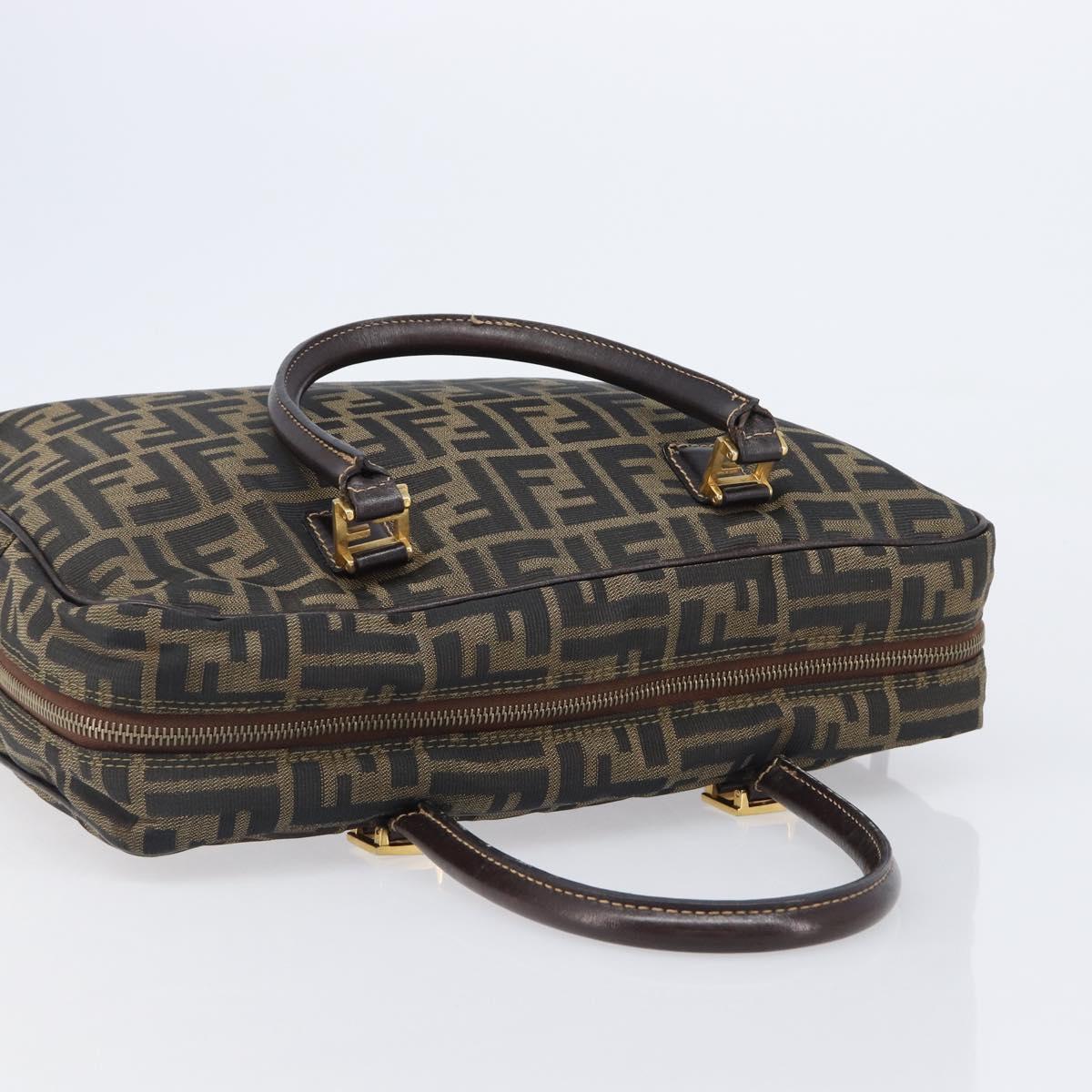 FENDI Zucca Canvas Hand Bag Black Brown Auth 204307A