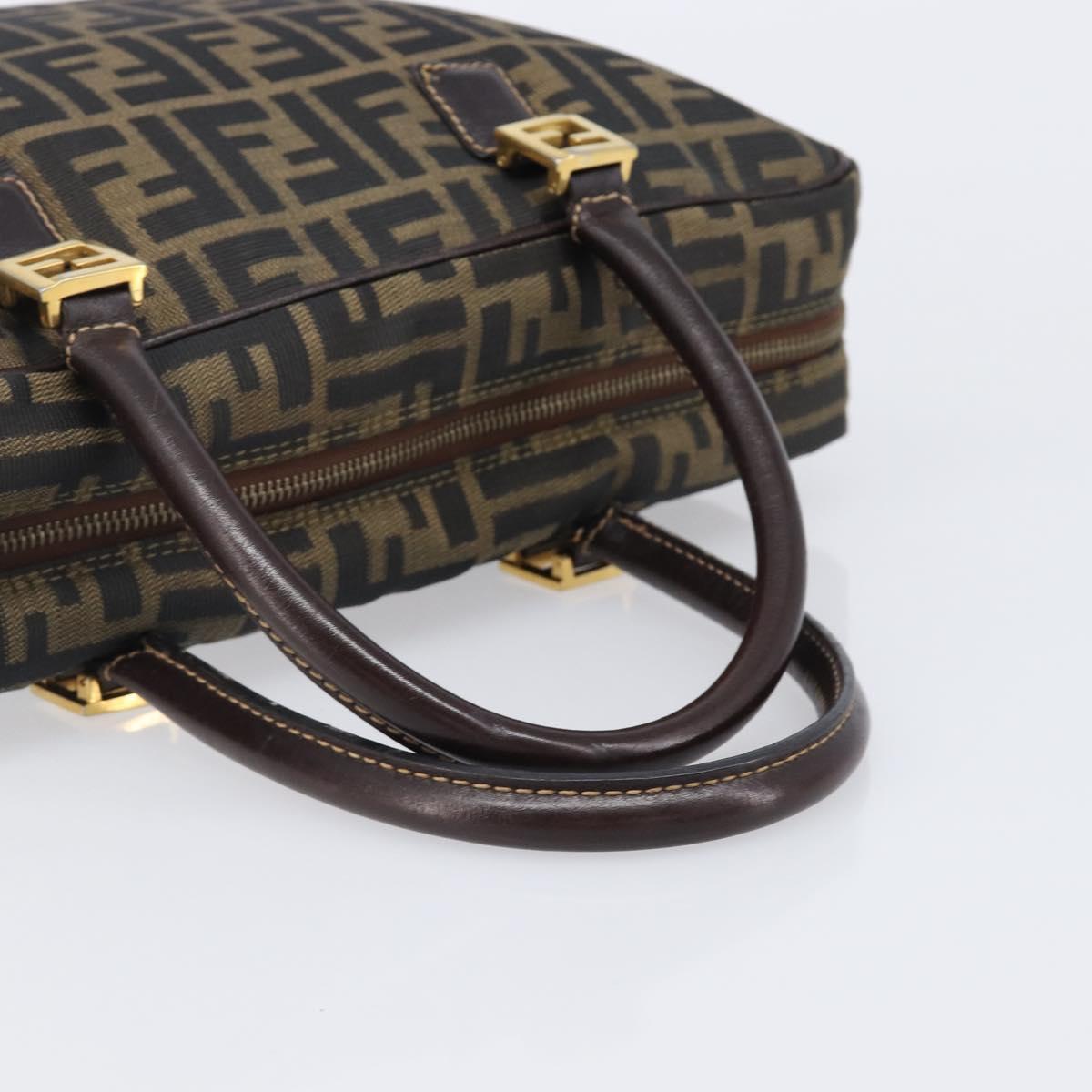 FENDI Zucca Canvas Hand Bag Black Brown Auth 204307A