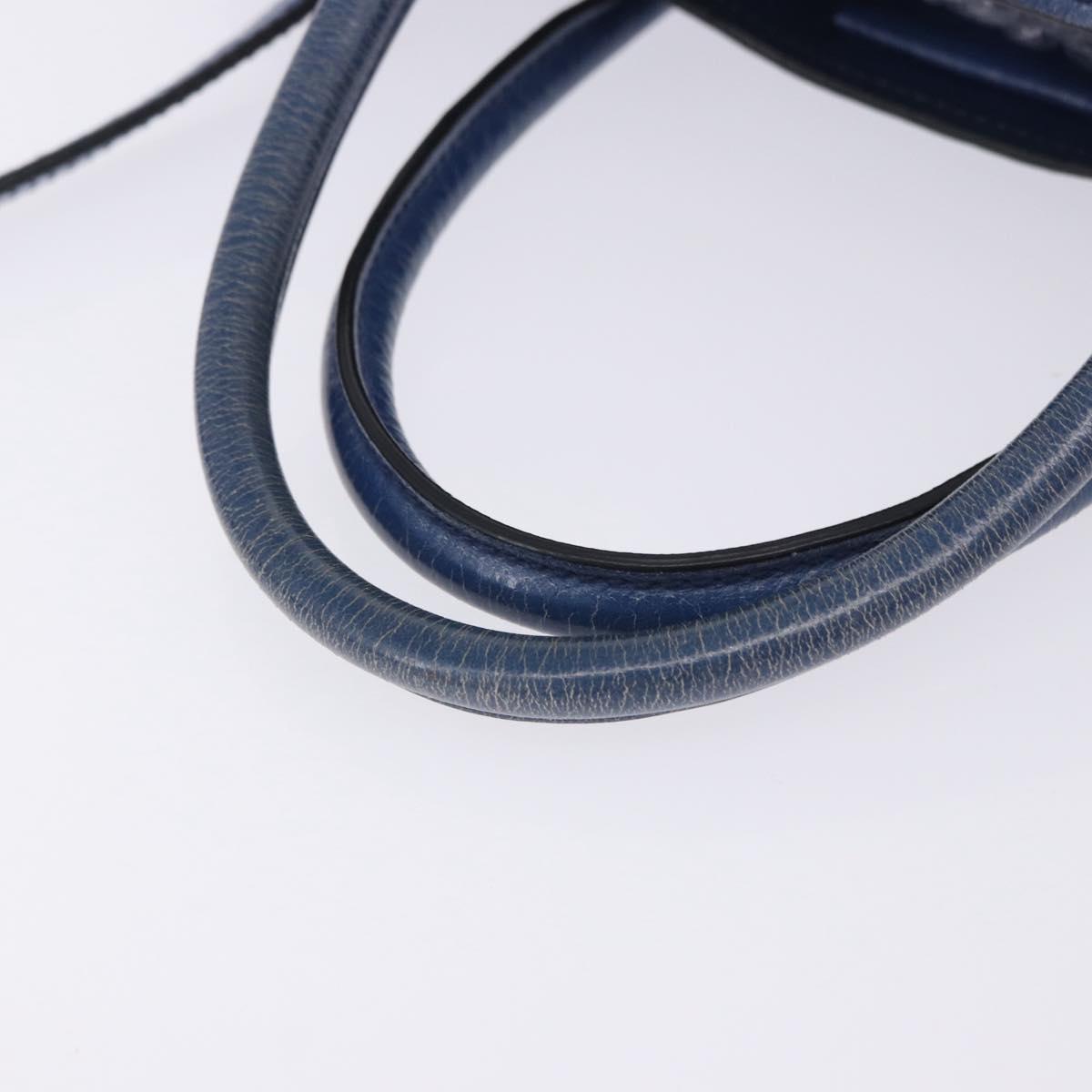 Miu Miu Hand Bag Vitellolux 2way Blue Silver Auth 204308A
