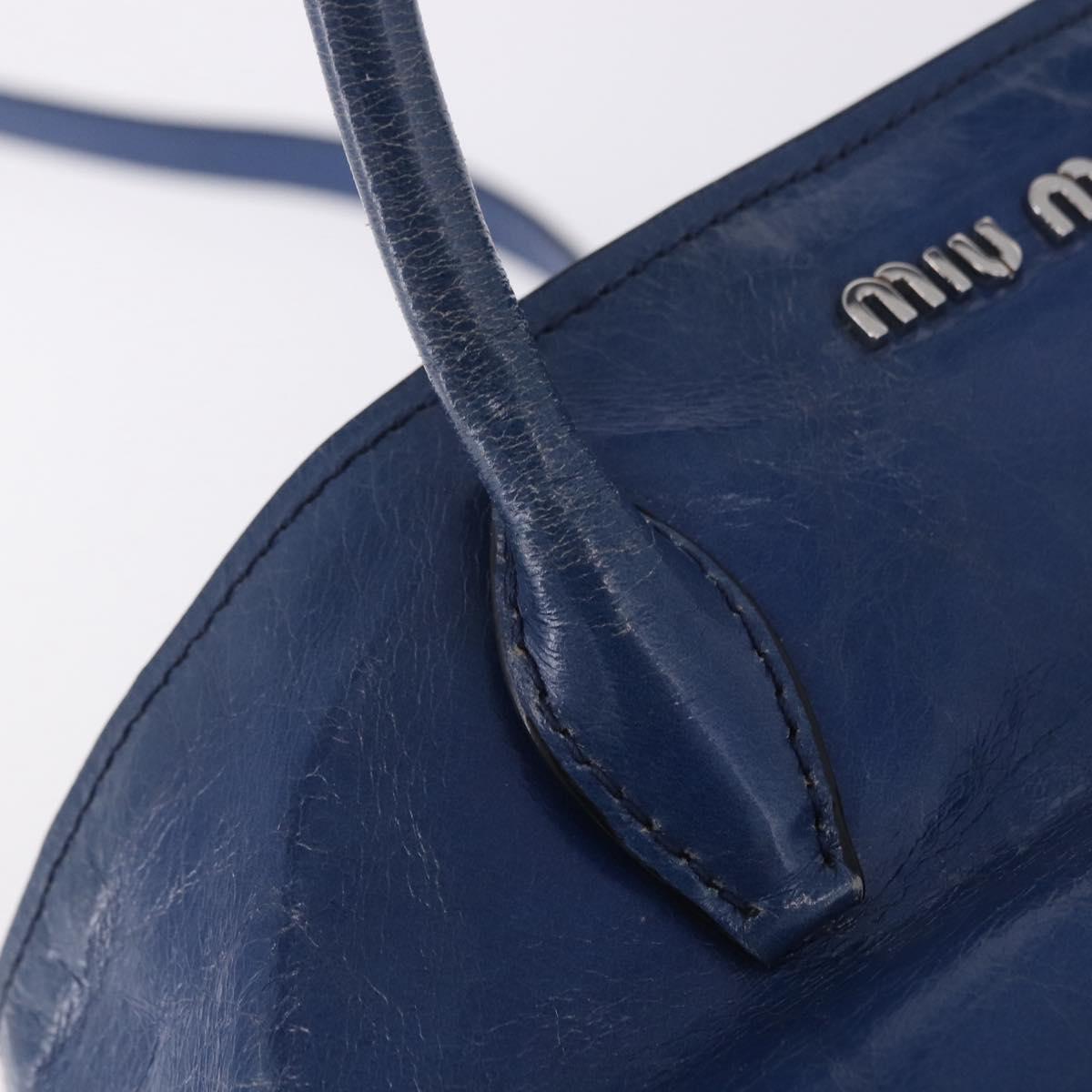 Miu Miu Hand Bag Vitellolux 2way Blue Silver Auth 204308A