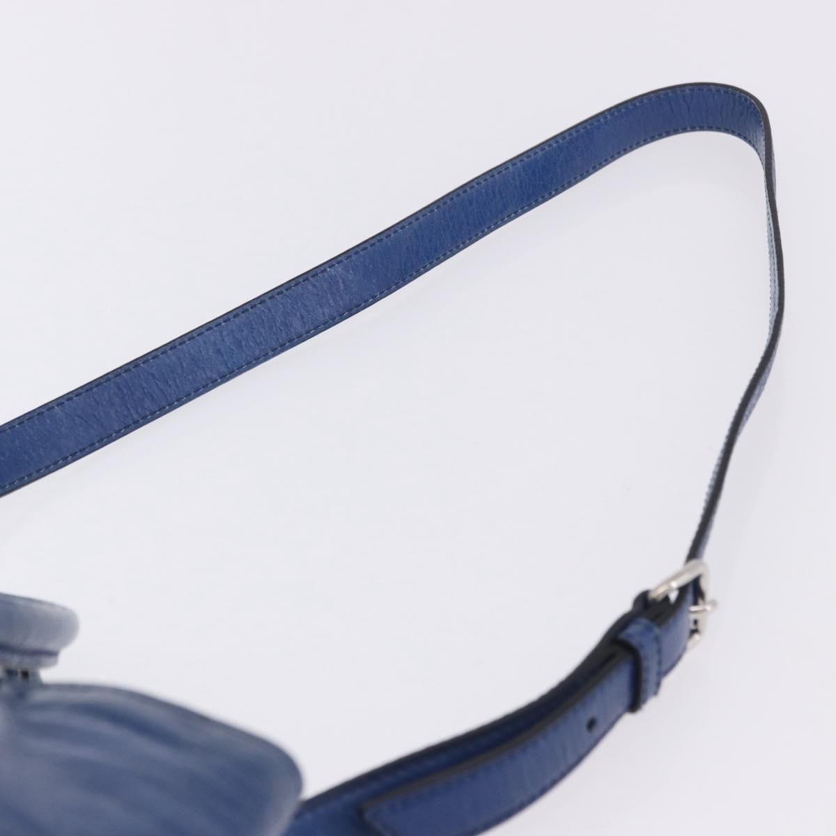 Miu Miu Hand Bag Vitellolux 2way Blue Silver Auth 204308A