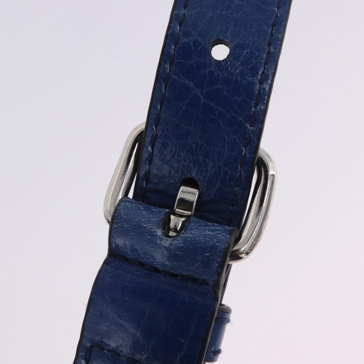 Miu Miu Hand Bag Vitellolux 2way Blue Silver Auth 204308A