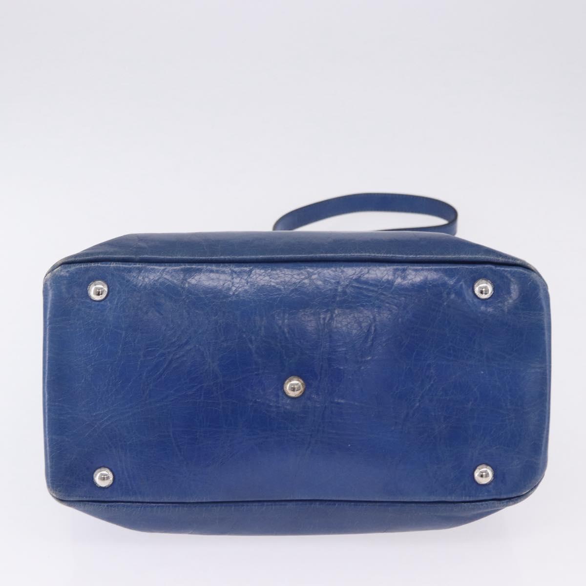 Miu Miu Hand Bag Vitellolux 2way Blue Silver Auth 204308A
