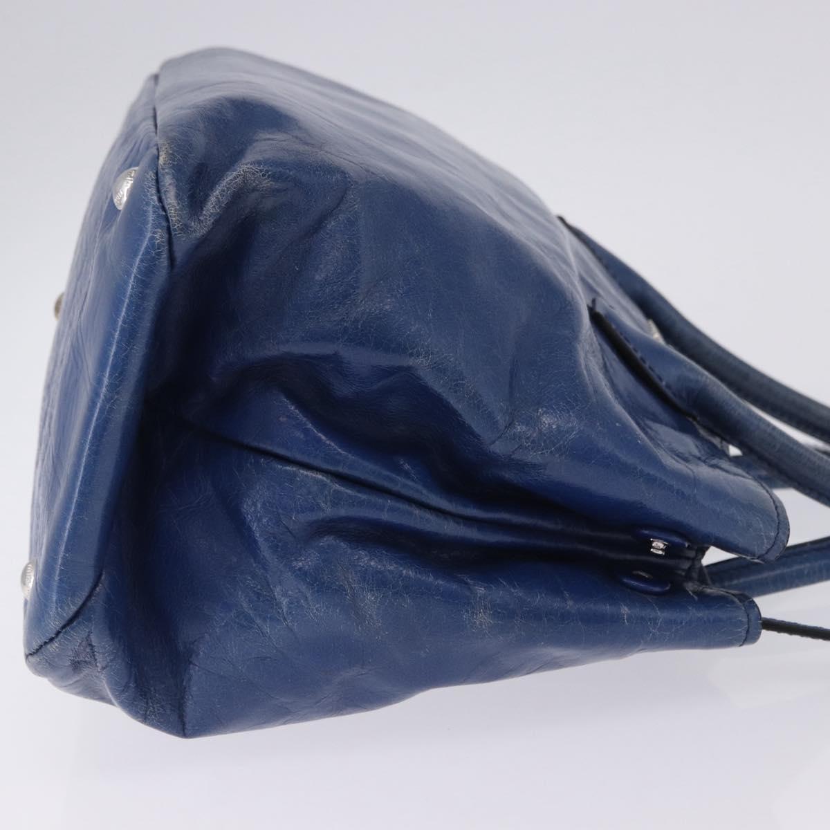 Miu Miu Hand Bag Vitellolux 2way Blue Silver Auth 204308A