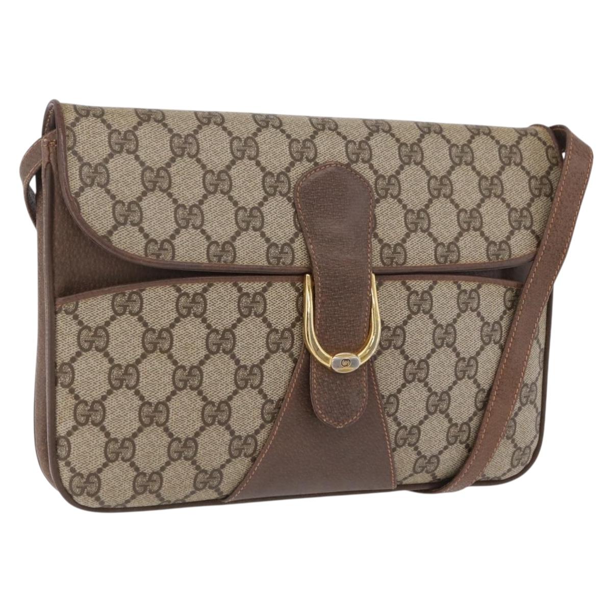 GUCCI GG Supreme Shoulder Bag PVC Leather Beige Gold 904 23 025 Auth 204309