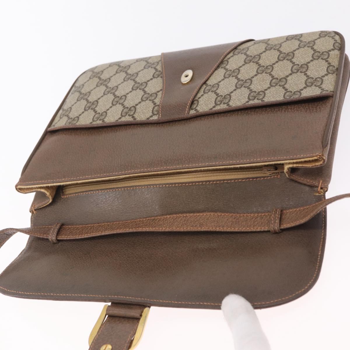 GUCCI GG Supreme Shoulder Bag PVC Leather Beige Gold 904 23 025 Auth 204309