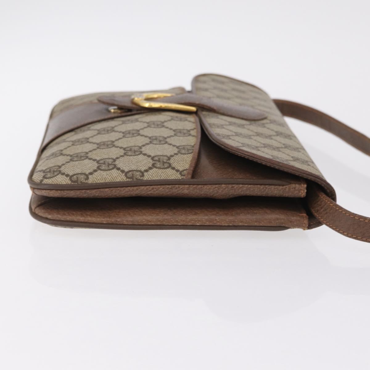 GUCCI GG Supreme Shoulder Bag PVC Leather Beige Gold 904 23 025 Auth 204309