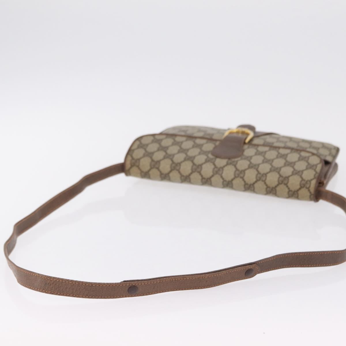 GUCCI GG Supreme Shoulder Bag PVC Leather Beige Gold 904 23 025 Auth 204309
