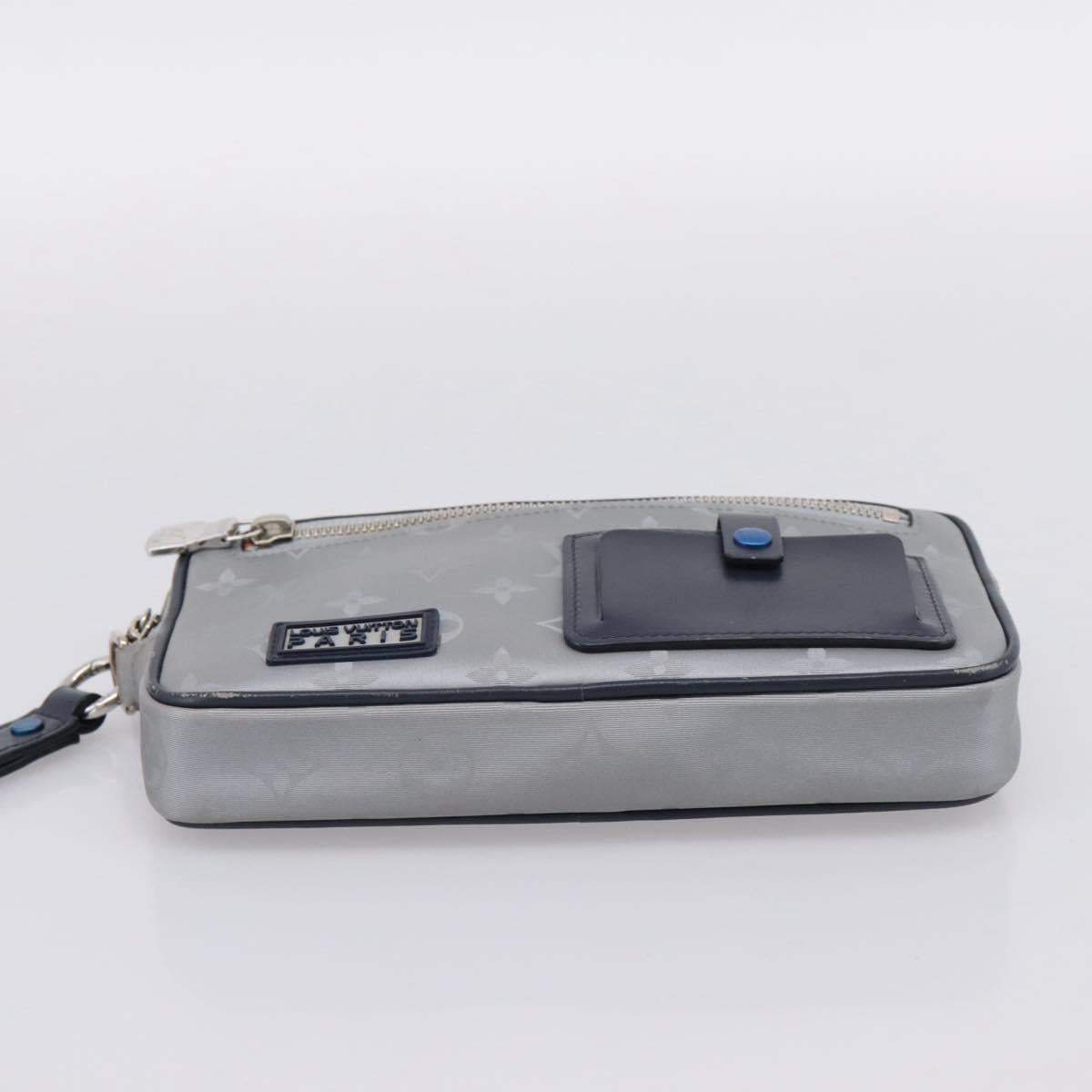 LOUIS VUITTON Monogram Satellite Alpha Clutch Bag Silver M44171 LV Auth 204313A