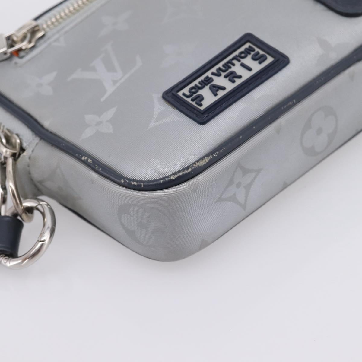 LOUIS VUITTON Monogram Satellite Alpha Clutch Bag Silver M44171 LV Auth 204313A