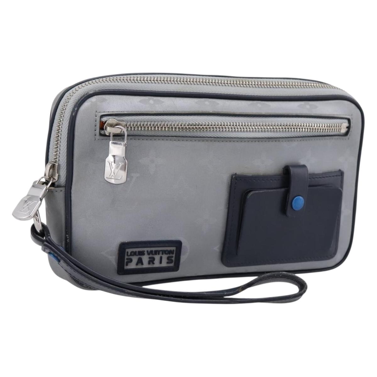 LOUIS VUITTON Monogram Satellite Alpha Clutch Bag Silver M44171 LV Auth 204313A