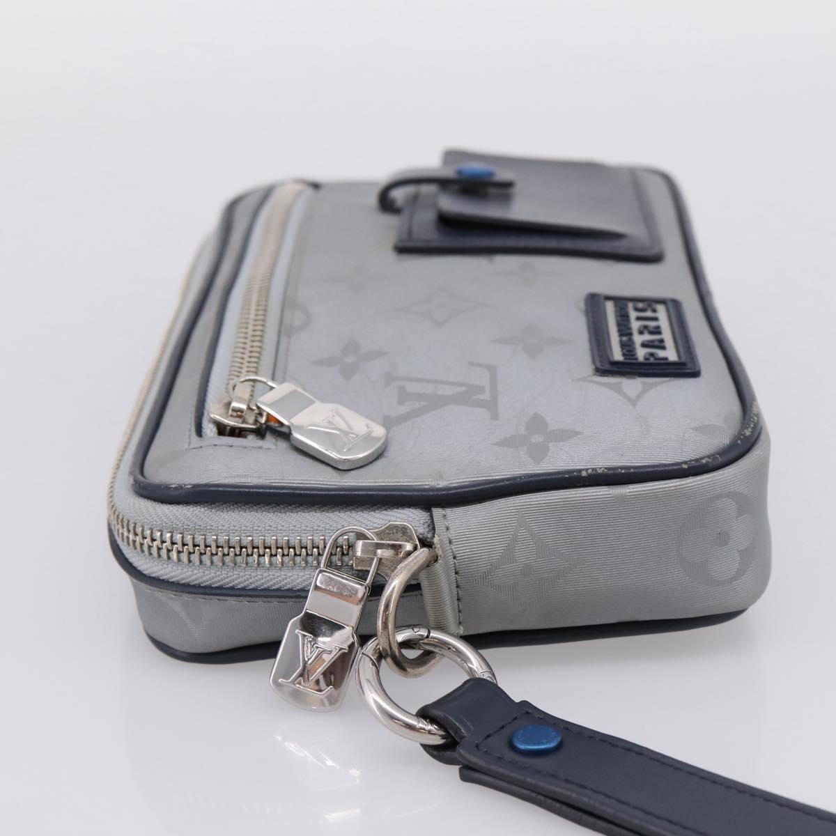 LOUIS VUITTON Monogram Satellite Alpha Clutch Bag Silver M44171 LV Auth 204313A