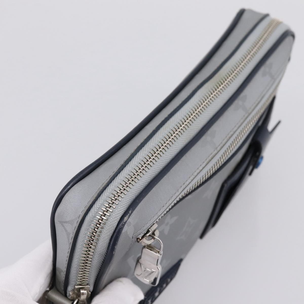 LOUIS VUITTON Monogram Satellite Alpha Clutch Bag Silver M44171 LV Auth 204313A