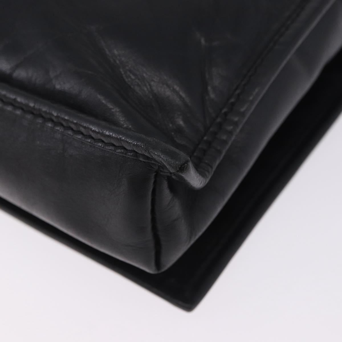 LOEWE Anagram Shoulder Bag Leather Black Gold Auth 204314A