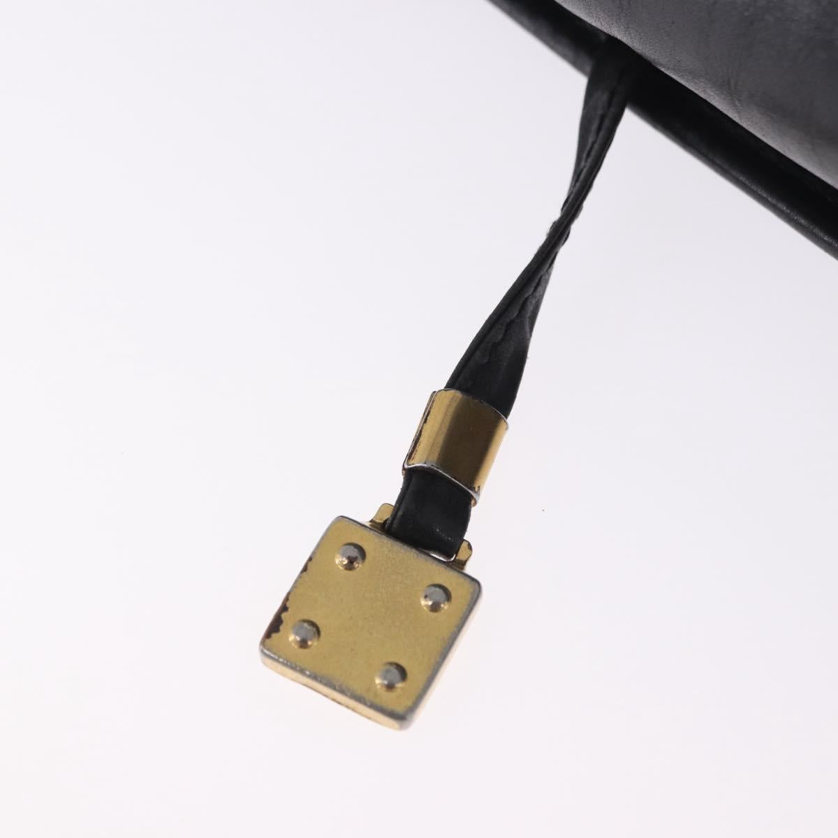 LOEWE Anagram Shoulder Bag Leather Black Gold Auth 204314A