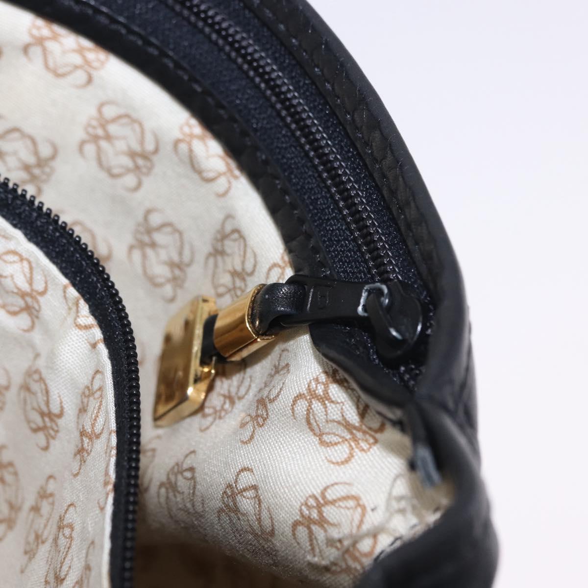 LOEWE Anagram Shoulder Bag Leather Black Gold Auth 204314A