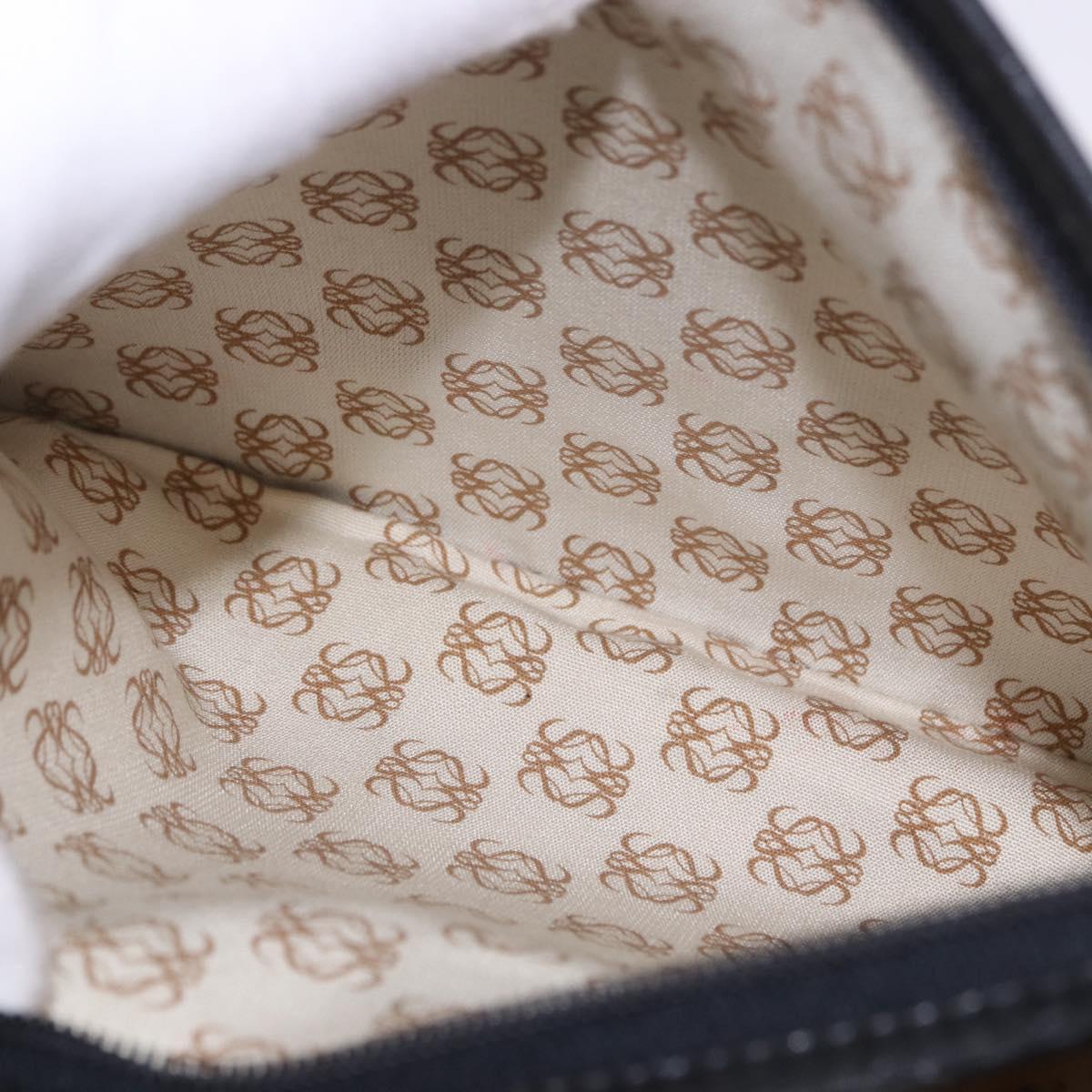 LOEWE Anagram Shoulder Bag Leather Black Gold Auth 204314A
