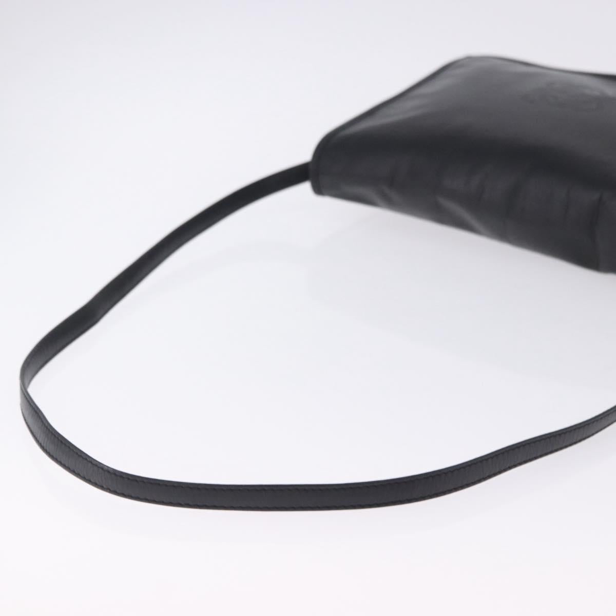 LOEWE Anagram Shoulder Bag Leather Black Gold Auth 204314A