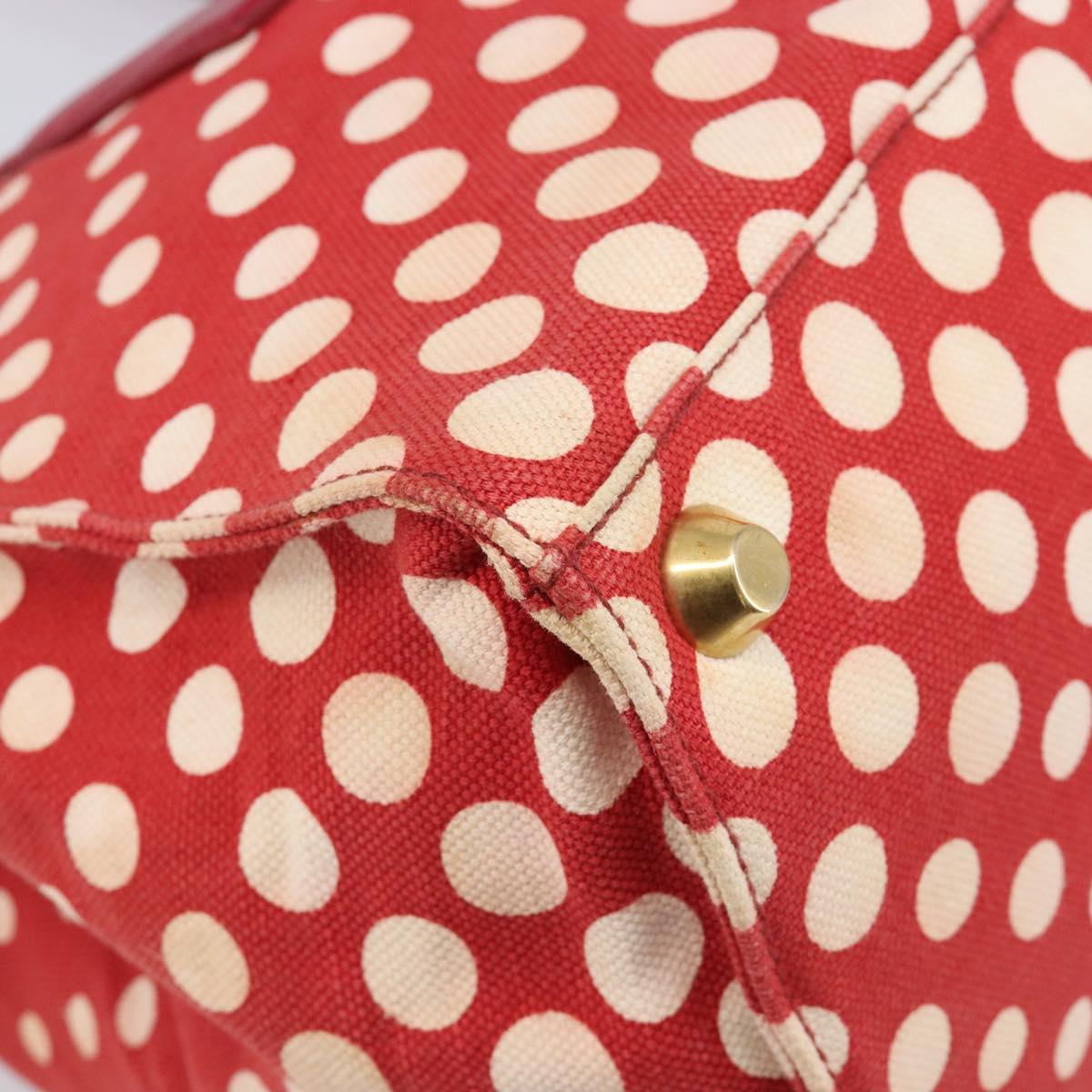 Miu Miu Hand Bag Canvas Red Gold Auth 204315