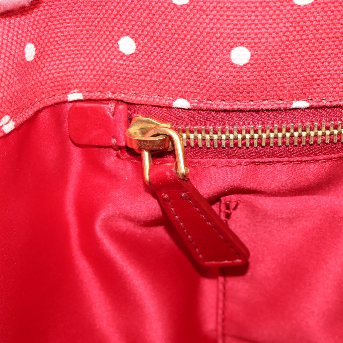 Miu Miu Hand Bag Canvas Red Gold Auth 204315