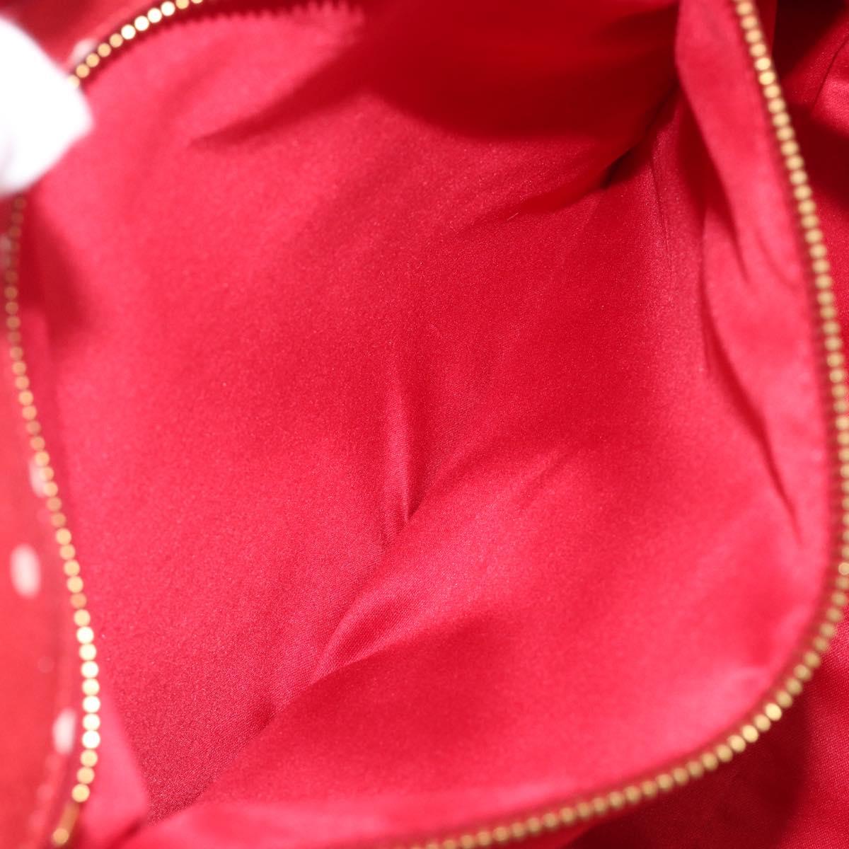 Miu Miu Hand Bag Canvas Red Gold Auth 204315
