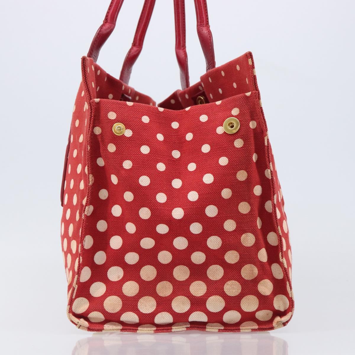 Miu Miu Hand Bag Canvas Red Gold Auth 204315