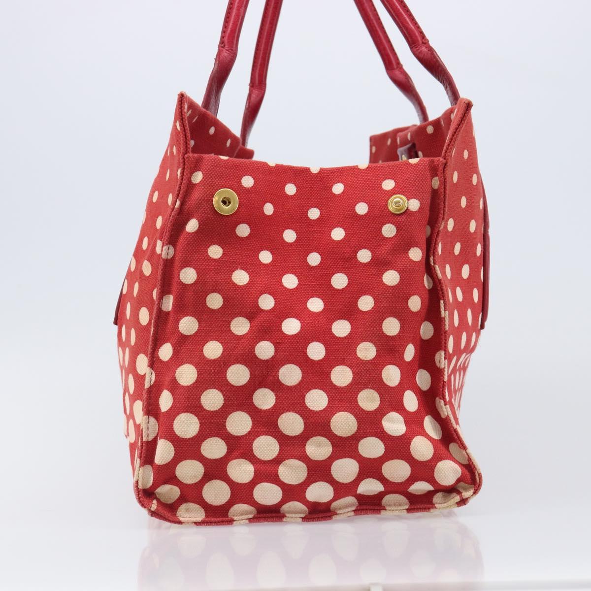 Miu Miu Hand Bag Canvas Red Gold Auth 204315