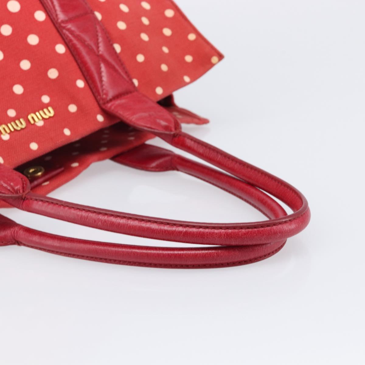 Miu Miu Hand Bag Canvas Red Gold Auth 204315