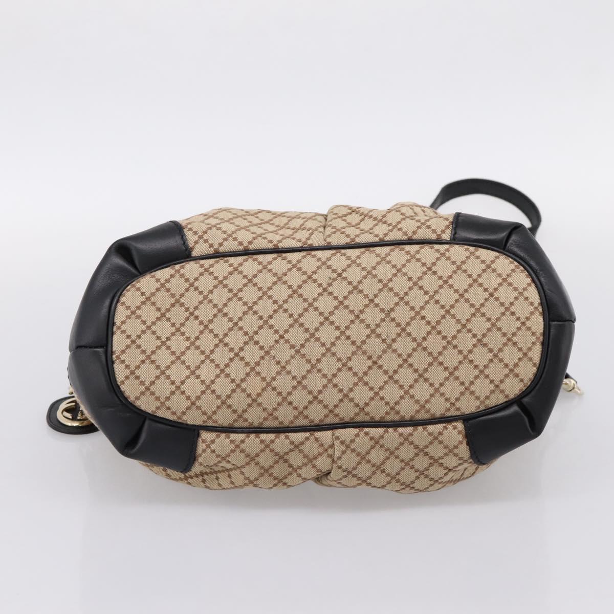 GUCCI Diamante Hand Bag Canvas 2way Beige Gold 247902 Auth 204317