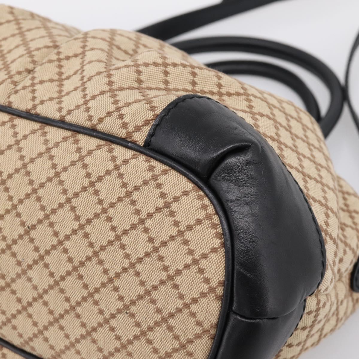 GUCCI Diamante Hand Bag Canvas 2way Beige Gold 247902 Auth 204317