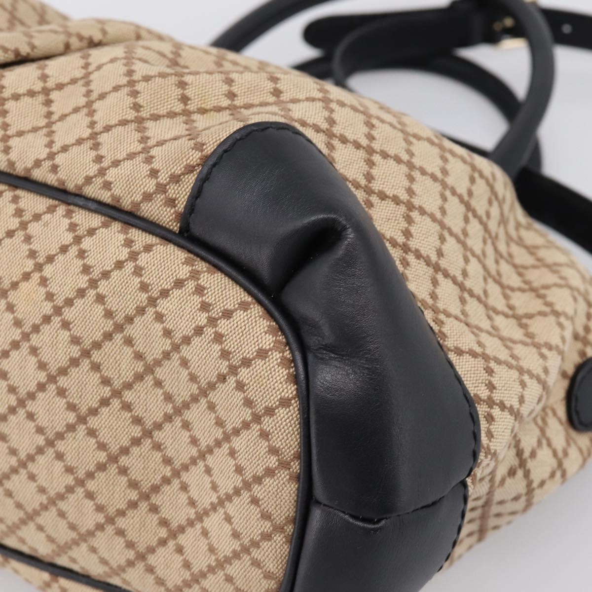GUCCI Diamante Hand Bag Canvas 2way Beige Gold 247902 Auth 204317