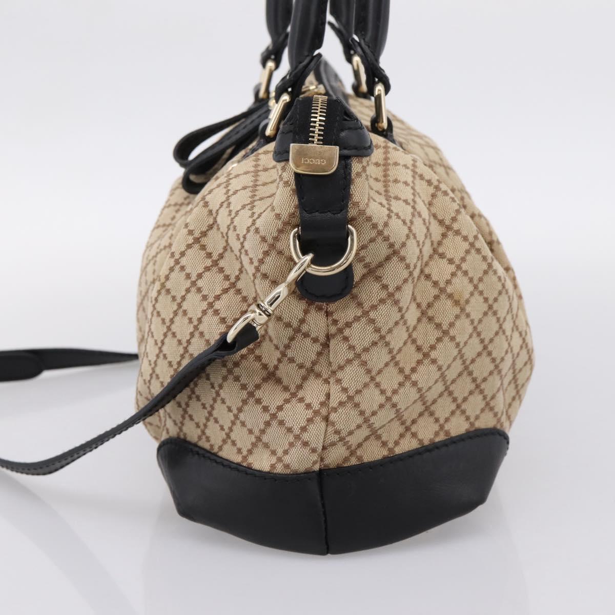 GUCCI Diamante Hand Bag Canvas 2way Beige Gold 247902 Auth 204317