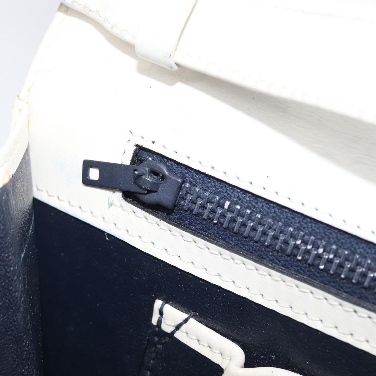 GUCCI Chain Shoulder Bag Leather White Gold Auth 204318