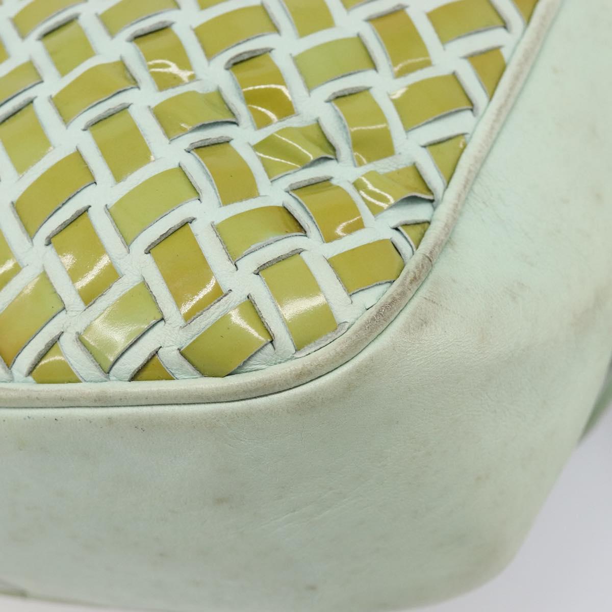 BALLY Hand Bag Patent leather Green Gold Auth 204319