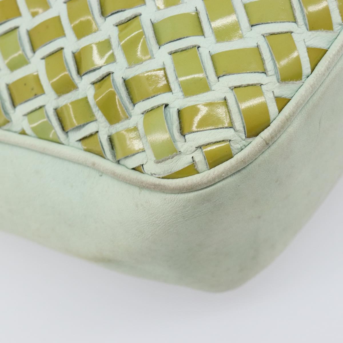BALLY Hand Bag Patent leather Green Gold Auth 204319