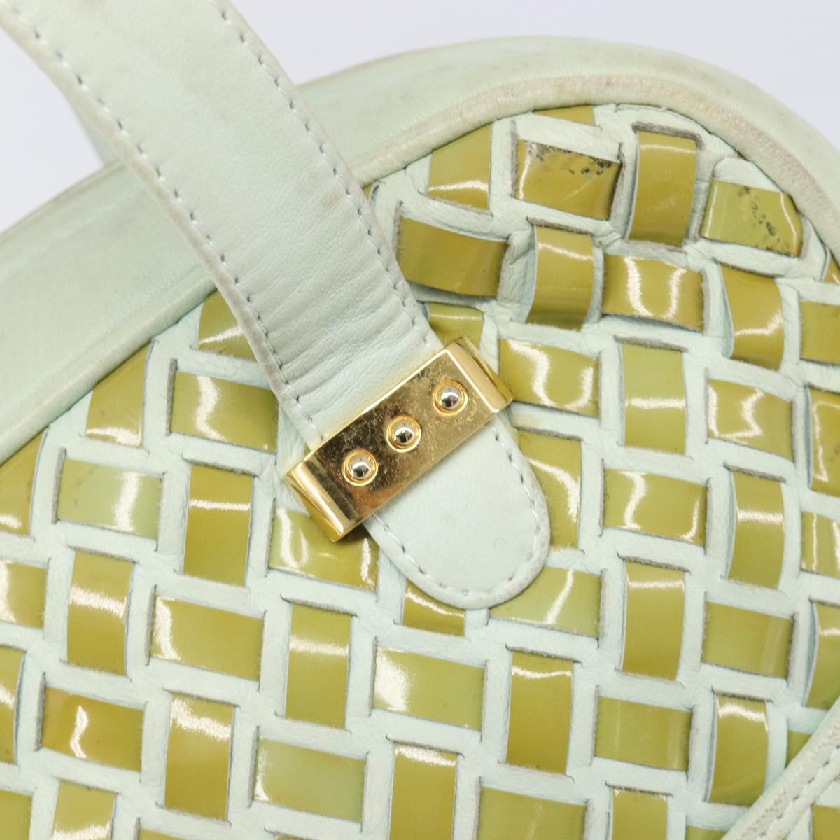 BALLY Hand Bag Patent leather Green Gold Auth 204319