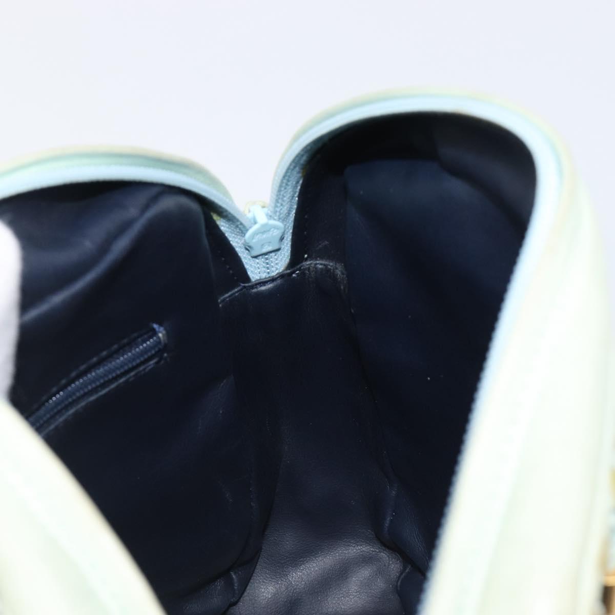 BALLY Hand Bag Patent leather Green Gold Auth 204319