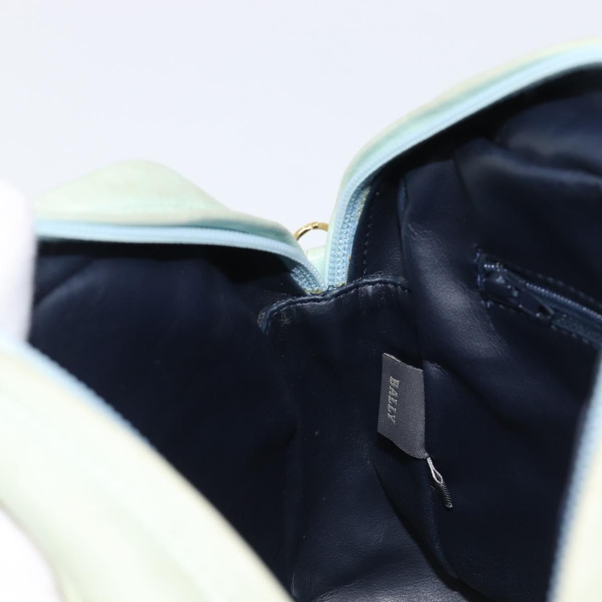 BALLY Hand Bag Patent leather Green Gold Auth 204319