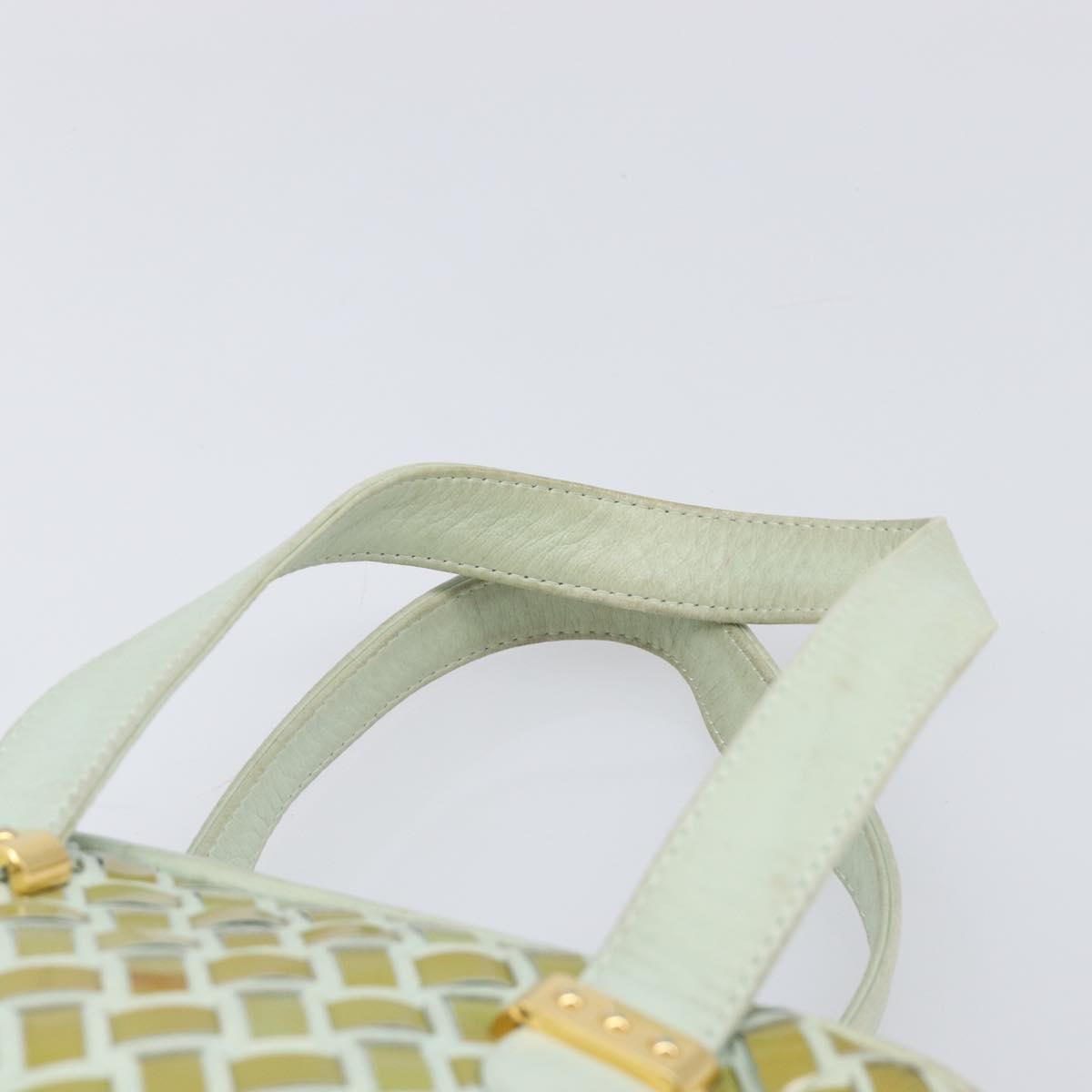 BALLY Hand Bag Patent leather Green Gold Auth 204319