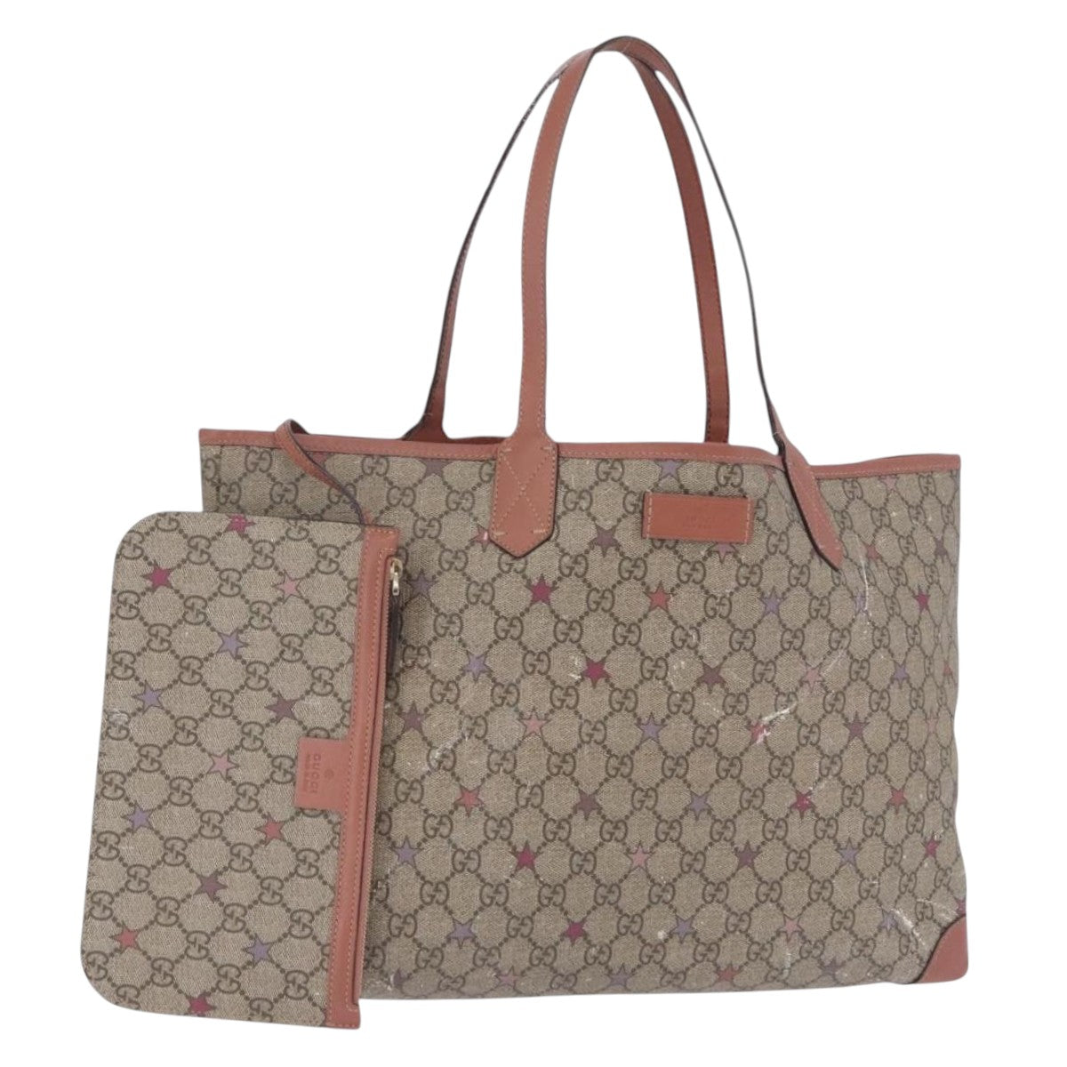GUCCI GG Supreme Tote Bag PVC Leather Beige 309498 Auth 204320
