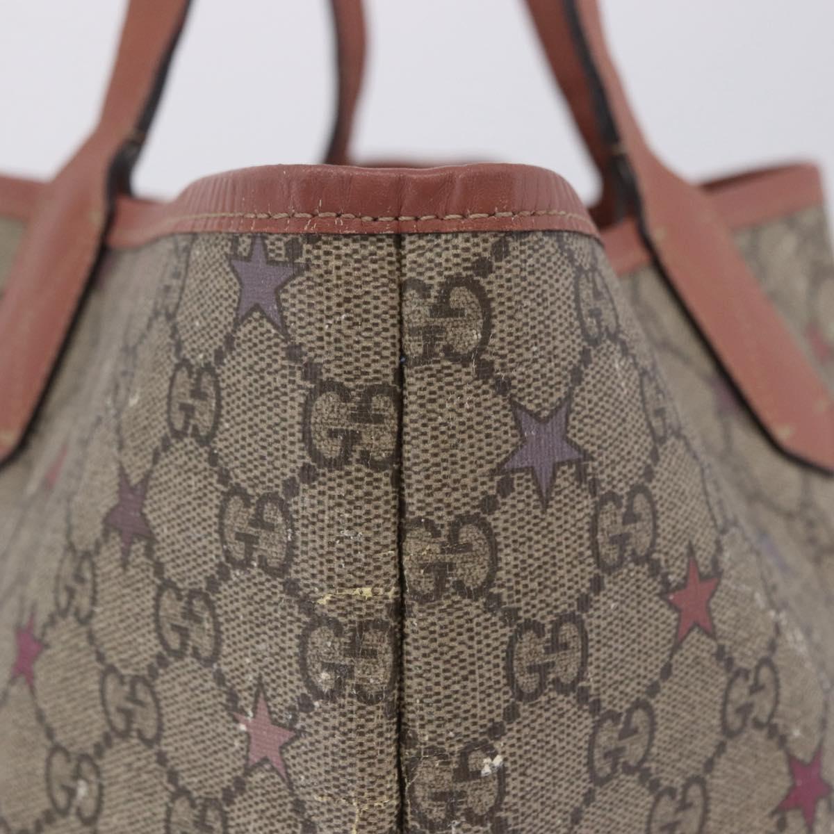 GUCCI GG Supreme Tote Bag PVC Leather Beige 309498 Auth 204320