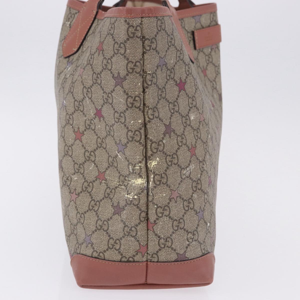 GUCCI GG Supreme Tote Bag PVC Leather Beige 309498 Auth 204320